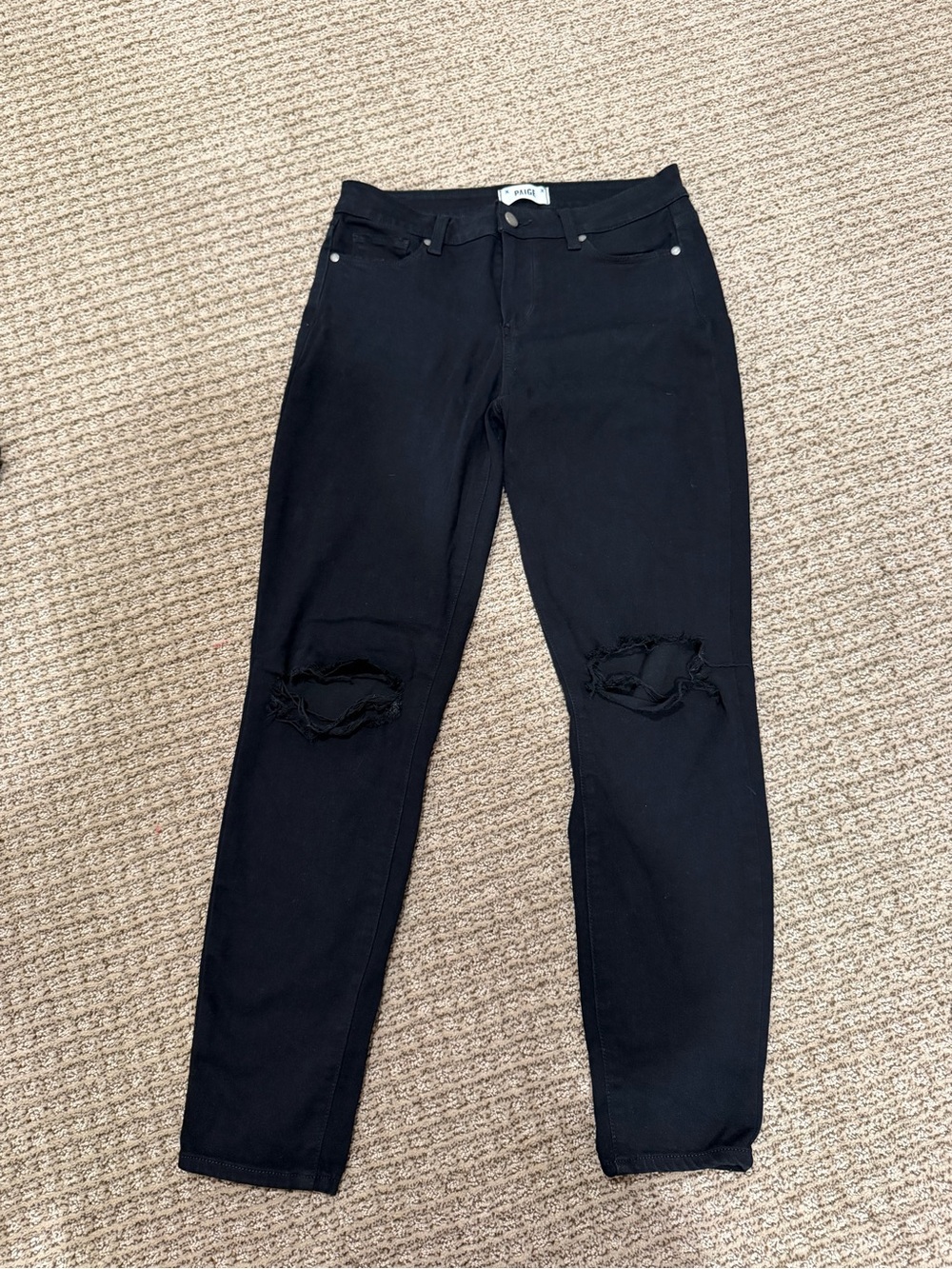 Paige Black Distressed Skinny Jeans